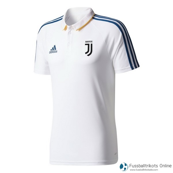 Juventus Polo 2017-18 Weiß Blau Fussballtrikots Günstig